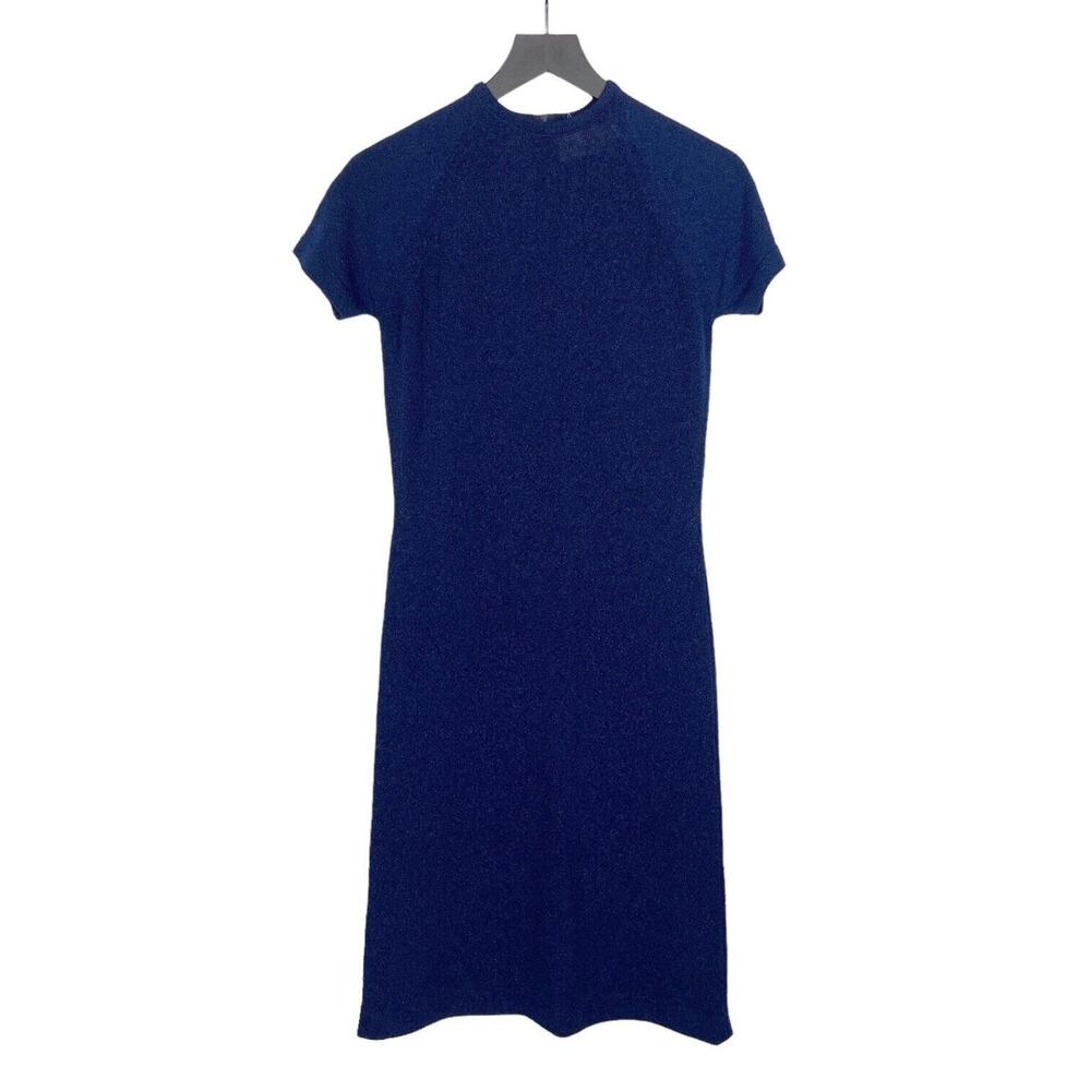 Vintage Talbott Navy Blue Knit Midi Dress Women’s 10 Short Sleeve Union Made